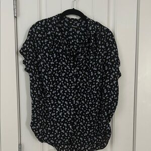Madewell Black and White Floral Blouse